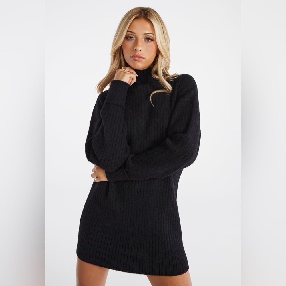New - Mock Neck Sweater Mini Dress